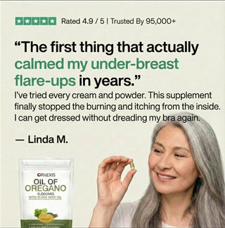 ORNEXIS OREGANO & BLACK SEED OIL - BREAKS THE UNDER-BREAST IRRITATION CYCLE
