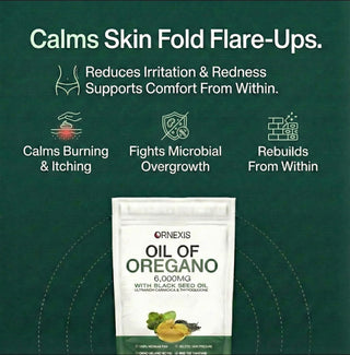 ORNEXIS OREGANO & BLACK SEED OIL - BREAKS THE UNDER-BREAST IRRITATION CYCLE