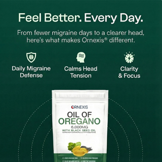 ORNEXIS OREGANO & BLACK SEED OIL - ELIMINATES MIGRAINE